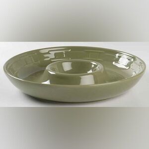 LONGABERGER Woven Traditions Sage 1 pc Chip & Dip Bowl Embossed Basketweave NWOB